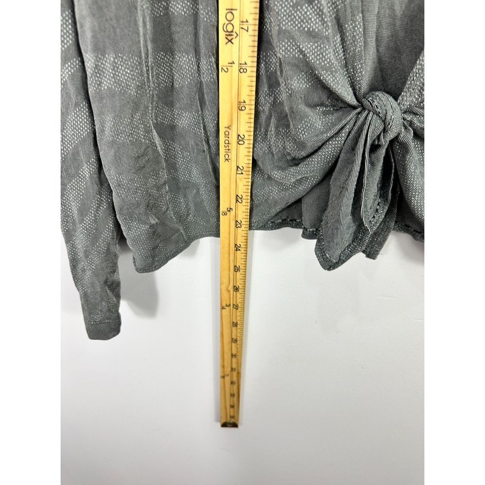 Chicos Travelers Tie Front Cardigan Women 2 Gray Silver Travel Slinky Knit Layer - Picture 4 of 6
